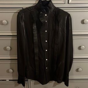 NWT POLO RALPH LAUREN WOMEN’S RUFFLE BUTTON UP TOP  SIZE 0